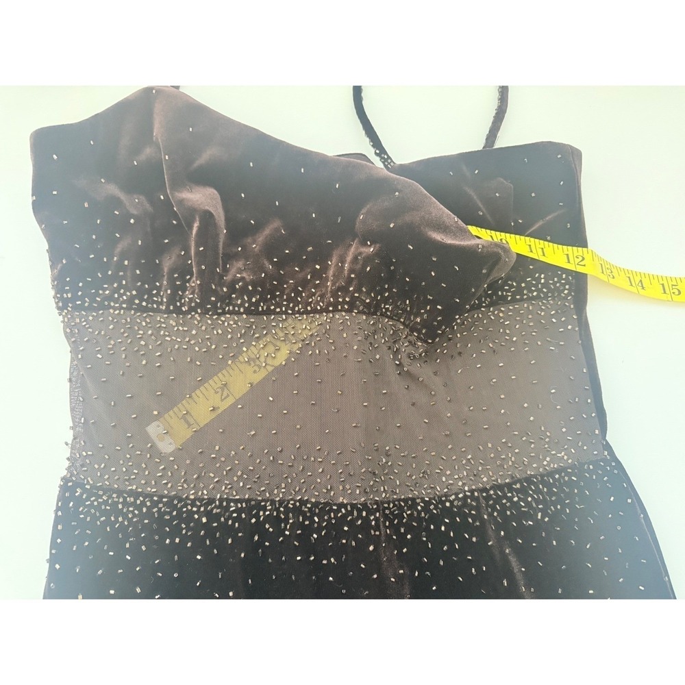 Y2K Cache Maxi Dress Brown Velvet Beaded Fairy Grunge Goth Witchy Sz 6 - Picture 11 of 15